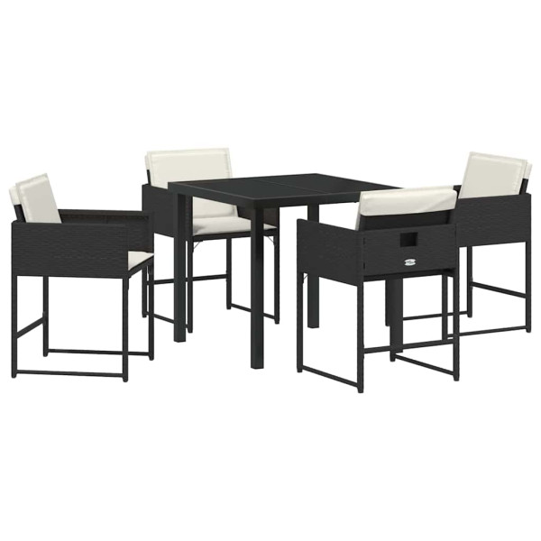 Conjunto de Comedor de Jardín 5 pcs Negro ratán sintético M 2