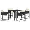 Conjunto de Comedor de Jardín 5 pcs Negro ratán sintético 2