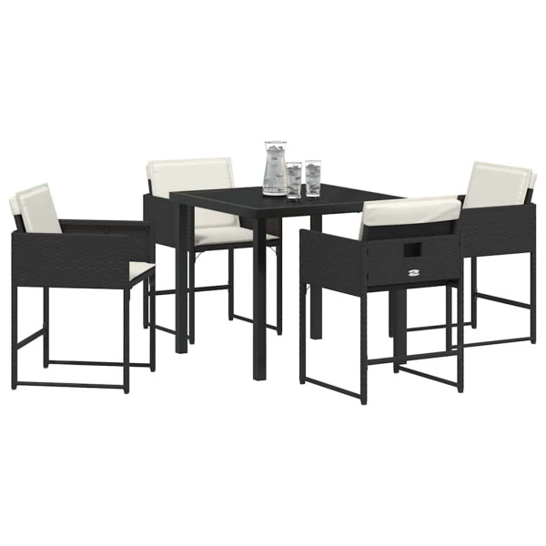 Conjunto de Comedor de Jardín 5 pcs Negro ratán sintético M 3
