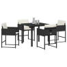 Conjunto de Comedor de Jardín 5 pcs Negro ratán sintético 3