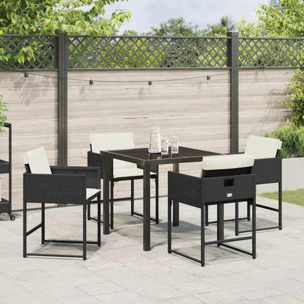 Conjunto de Comedor de Jardín 5 pcs Negro ratán sintético M 4
