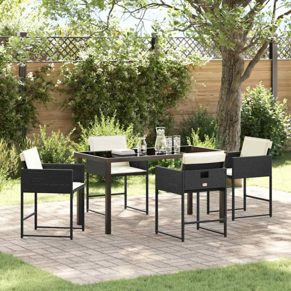 Conjunto de Comedor de Jardín 5 pcs Negro ratán sintético D
