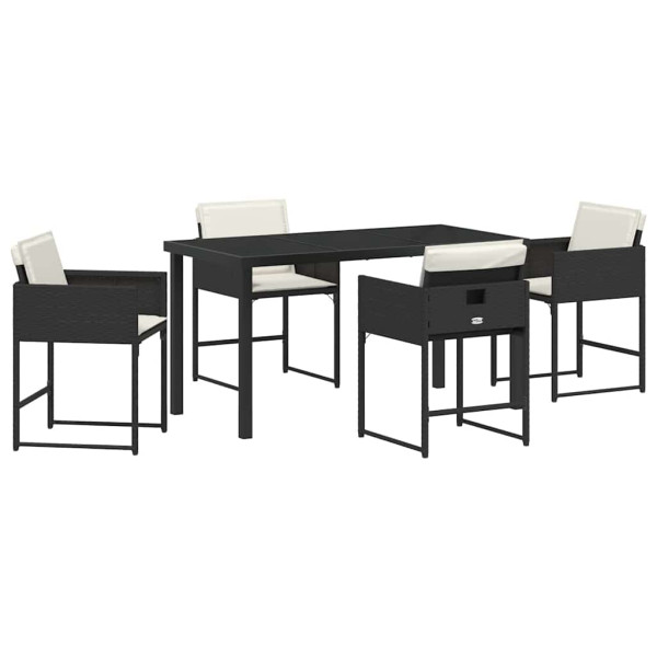 Conjunto de Comedor de Jardín 5 pcs Negro ratán sintético M 2