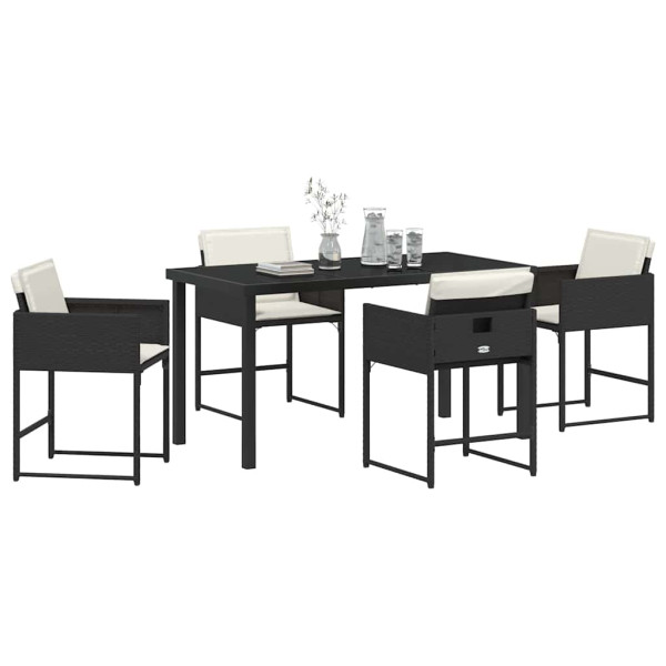 Conjunto de Comedor de Jardín 5 pcs Negro ratán sintético M 3