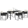 Conjunto de Comedor de Jardín 5 pcs Negro ratán sintético 3