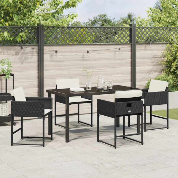 Conjunto de Comedor de Jardín 5 pcs Negro ratán sintético M 4