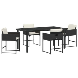 Conjunto de Comedor de Jardín 5 pcs Negro ratán sintético H