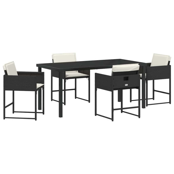 Conjunto de Comedor de Jardín 5 pcs Negro ratán sintético M 2
