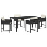 Conjunto de Comedor de Jardín 5 pcs Negro ratán sintético 2