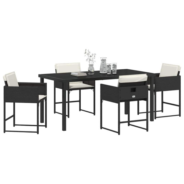 Conjunto de Comedor de Jardín 5 pcs Negro ratán sintético M 3