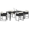 Conjunto de Comedor de Jardín 5 pcs Negro ratán sintético 3