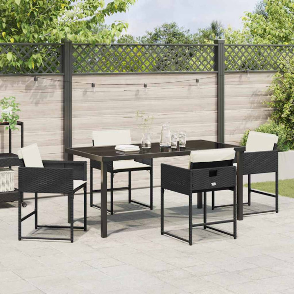 Conjunto de Comedor de Jardín 5 pcs Negro ratán sintético M 4
