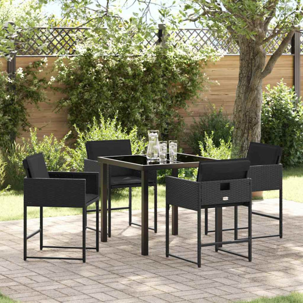 Conjunto de Comedor de Jardín 5 pcs Negro ratán sintético D