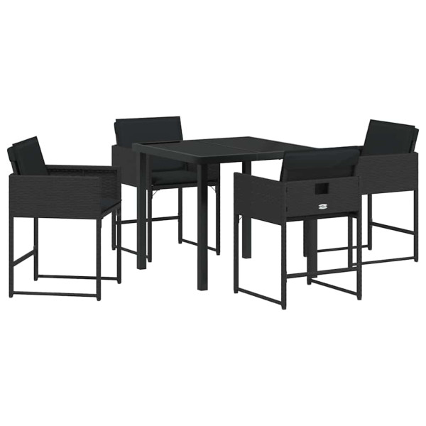 Conjunto de Comedor de Jardín 5 pcs Negro ratán sintético M 2