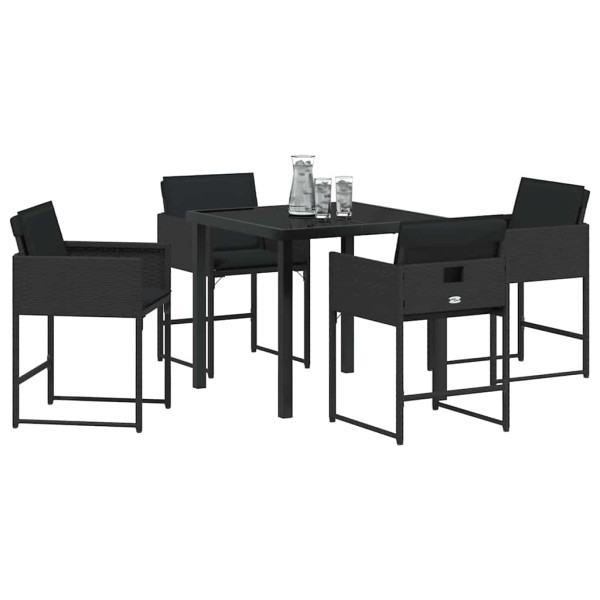 Conjunto de Comedor de Jardín 5 pcs Negro ratán sintético M 3