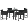 Conjunto de Comedor de Jardín 5 pcs Negro ratán sintético 3