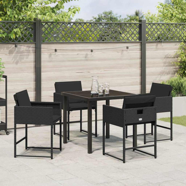 Conjunto de Comedor de Jardín 5 pcs Negro ratán sintético M 4