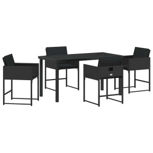 Conjunto de Comedor de Jardín 5 pcs Negro ratán sintético H