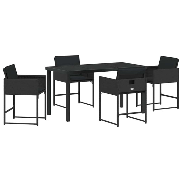 Conjunto de Comedor de Jardín 5 pcs Negro ratán sintético M 2
