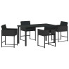Conjunto de Comedor de Jardín 5 pcs Negro ratán sintético 2