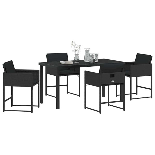 Conjunto de Comedor de Jardín 5 pcs Negro ratán sintético M 3