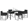 Conjunto de Comedor de Jardín 5 pcs Negro ratán sintético 3