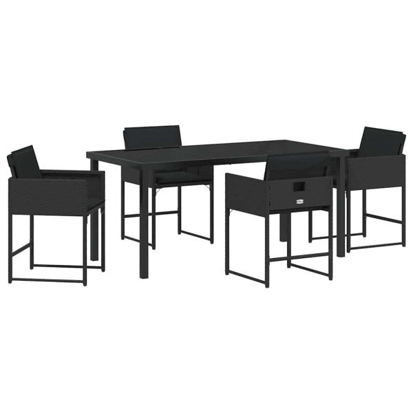 Conjunto de Comedor de Jardín 5 pcs Negro ratán sintético M 2