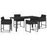 Conjunto de Comedor de Jardín 5 pcs Negro ratán sintético 2