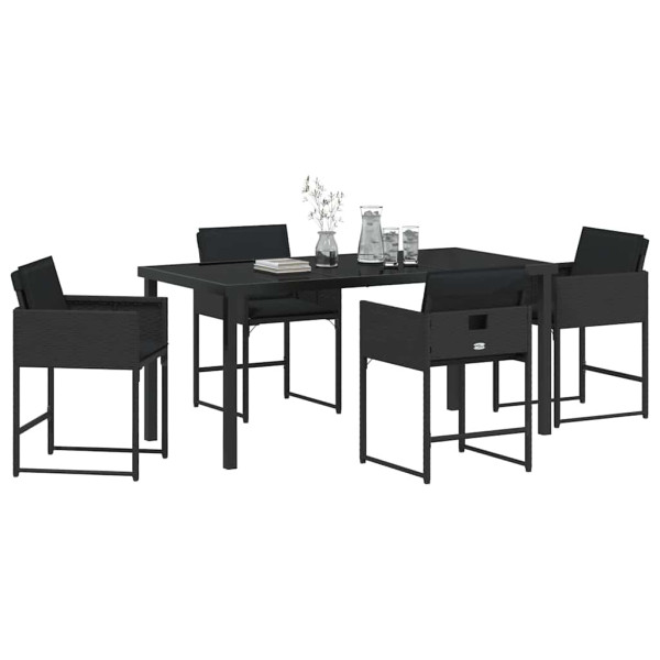 Conjunto de Comedor de Jardín 5 pcs Negro ratán sintético M 3