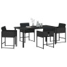 Conjunto de Comedor de Jardín 5 pcs Negro ratán sintético 3