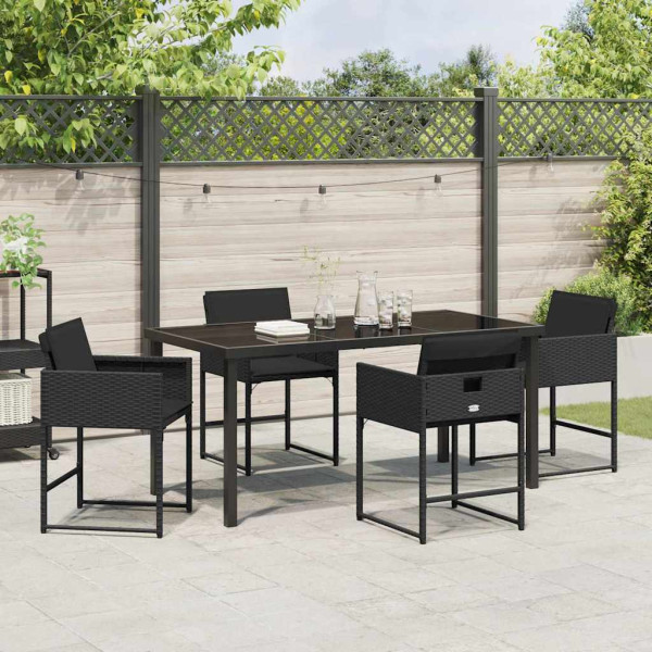 Conjunto de Comedor de Jardín 5 pcs Negro ratán sintético M 4