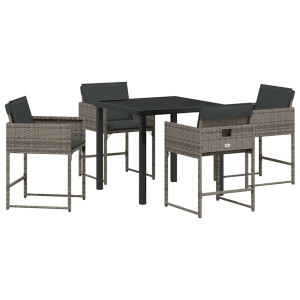 Conjunto de Comedor de Jardín 5 pcs Gris ratán sintético H
