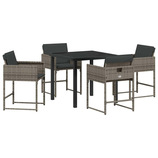 Conjunto de Comedor de Jardín 5 pcs Gris ratán sintético M 2