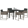 Conjunto de Comedor de Jardín 5 pcs Gris ratán sintético 3
