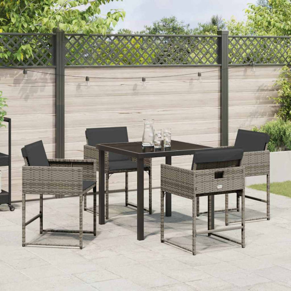 Conjunto de Comedor de Jardín 5 pcs Gris ratán sintético M 4