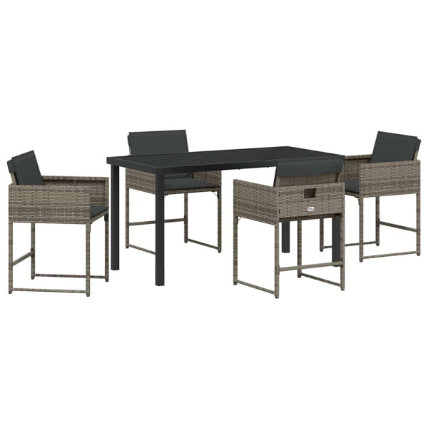 Conjunto de Comedor de Jardín 5 pcs Gris ratán sintético M 2