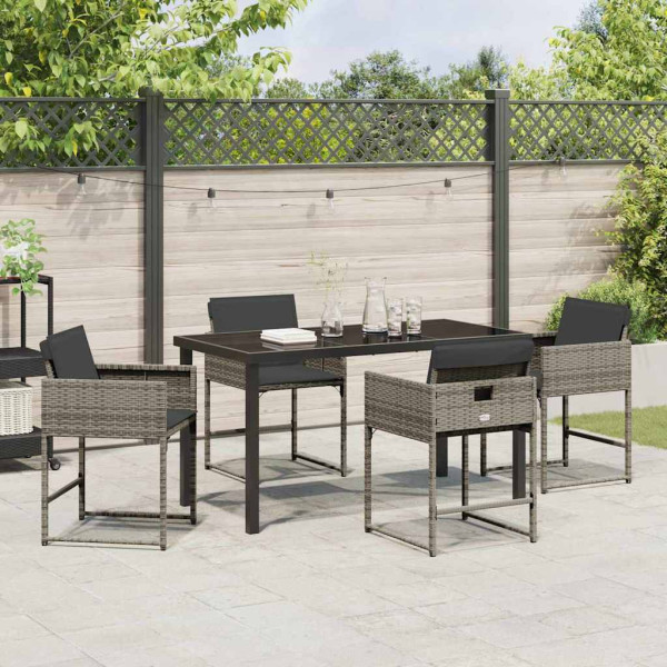 Conjunto de Comedor de Jardín 5 pcs Gris ratán sintético M 4