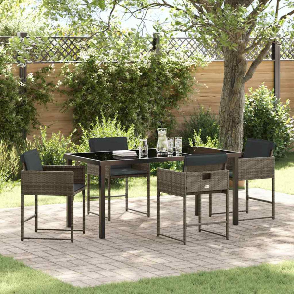 Conjunto de Comedor de Jardín 5 pcs Gris ratán sintético D