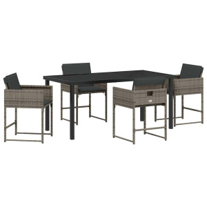 Conjunto de Comedor de Jardín 5 pcs Gris ratán sintético H