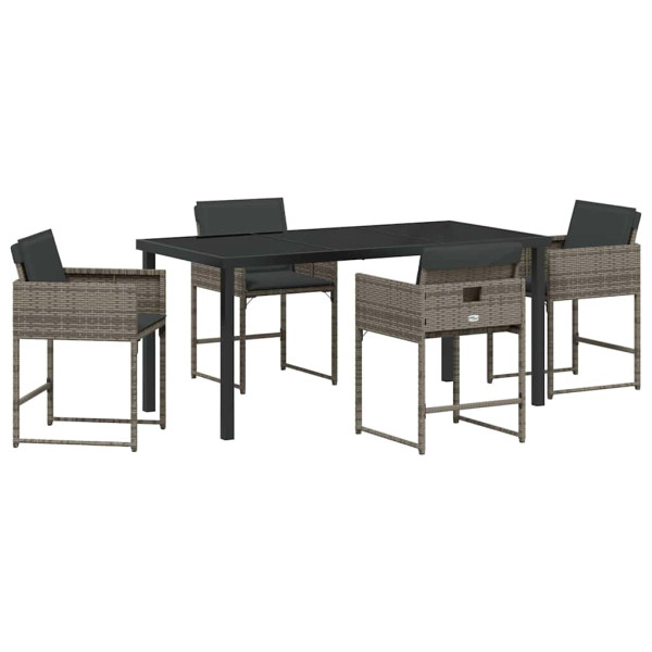 Conjunto de Comedor de Jardín 5 pcs Gris ratán sintético M 2