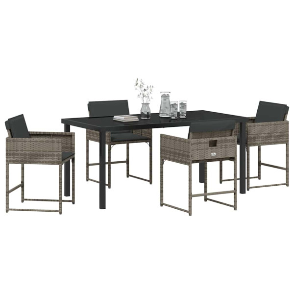 Conjunto de Comedor de Jardín 5 pcs Gris ratán sintético M 3