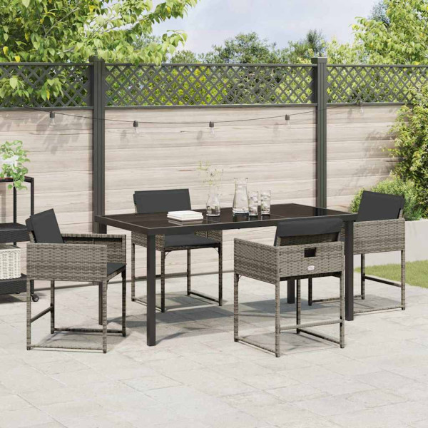 Conjunto de Comedor de Jardín 5 pcs Gris ratán sintético M 4