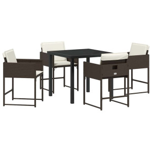Conjunto de Comedor de Jardín 5 pcs Marrón ratán sintético H