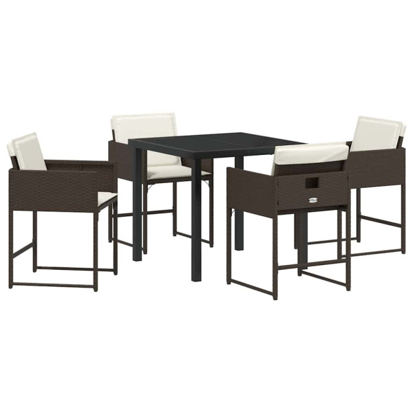 Conjunto de Comedor de Jardín 5 pcs Marrón ratán sintético M 2