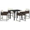 Conjunto de Comedor de Jardín 5 pcs Marrón ratán sintético 2