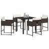 Conjunto de Comedor de Jardín 5 pcs Marrón ratán sintético 3