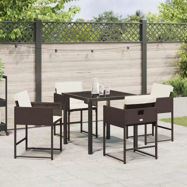 Conjunto de Comedor de Jardín 5 pcs Marrón ratán sintético M 4