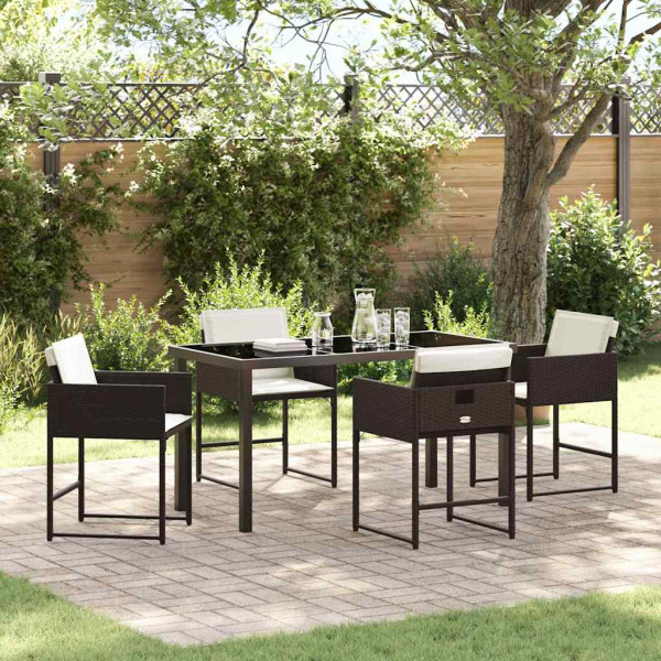 Conjunto de Comedor de Jardín 5 pcs Marrón ratán sintético D