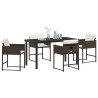Conjunto de Comedor de Jardín 5 pcs Marrón ratán sintético 3