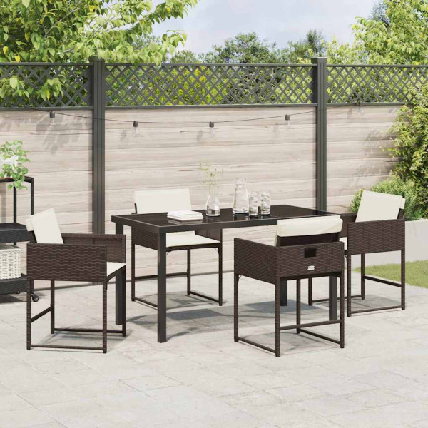 Conjunto de Comedor de Jardín 5 pcs Marrón ratán sintético M 4